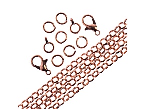 John Bead 4mm Antique Copper Color Metal 36in Rolo Cable Chain & Jewelry Making Findings Set