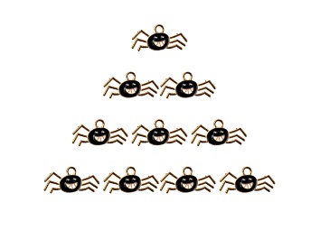 Picture of 10-Piece Sweet & Petite Halloween Spider Small Gold Tone Enamel Charms