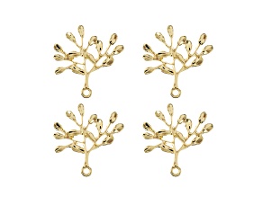 John Bead Gold Tone Alloy Branch Beadwork Pendants 4 Pieces