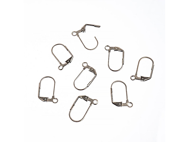 John Bead 12x17mm Silver Stainless Steel Earring Lever Back 8 Pieces