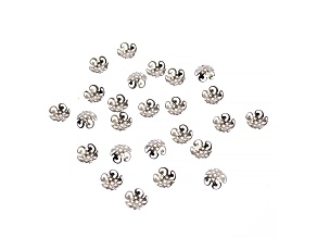 John Bead 8mm Silver Stainless Steel Bead Caps 24 Pieces