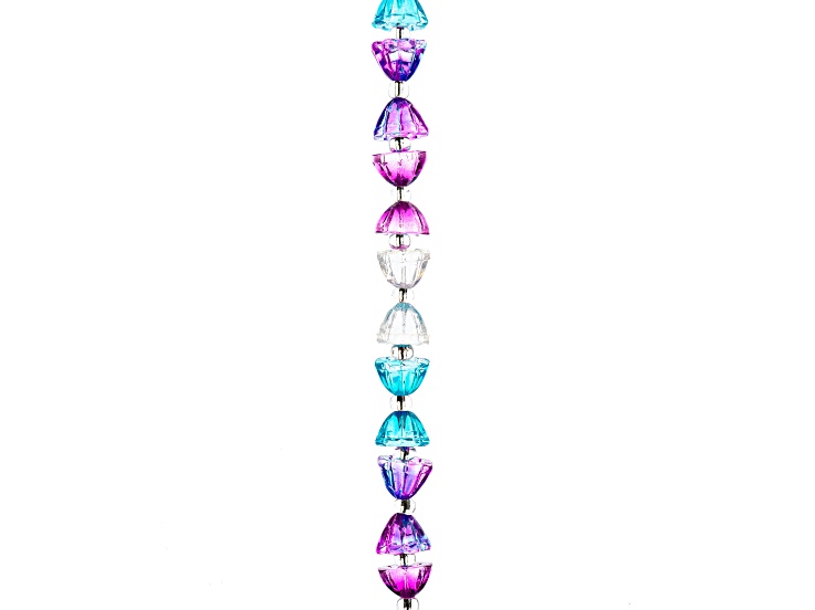 Crystal Lane DIY 10mm Assorted Mix Lotus Flowers 7" Glass Garden Bead Strand 18 Pieces