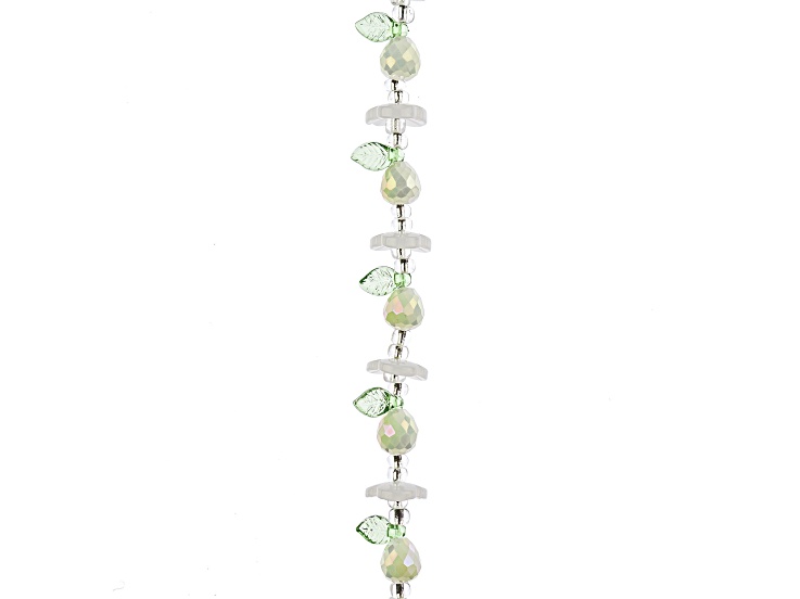 Crystal Lane DIY Opaque Blue Pears with Leaf & Flower Caps 7" Glass Garden Bead Strand