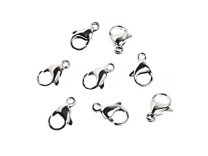 John Bead 13x8mm Silver Stainless Steel Lobster Clasps 8 Pieces