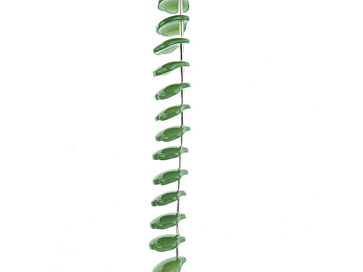 Crystal Lane DIY Opaque Green Flower Petals 7" Glass Garden Bead Strand 21 Pieces