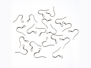 John Bead 14mm Silver Stainless Steel Earring Fish Hook 20 Pieces