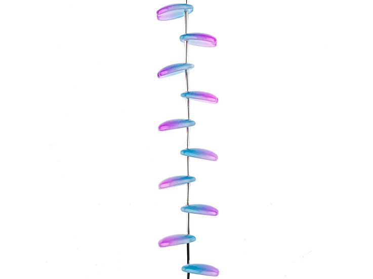 Crystal Lane DIY 12x16mm Light Blue & Purple Petals 7" Glass Garden Bead Strand 16 Pieces