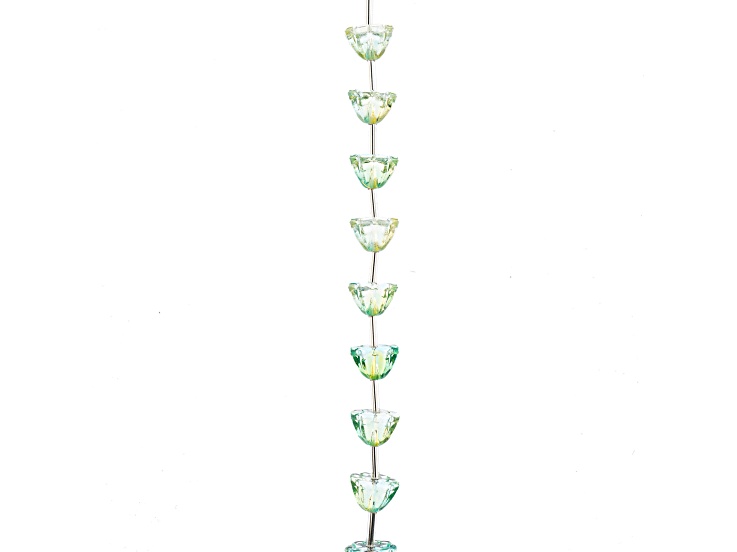 Crystal Lane DIY 10mm Green & Green Mix Lotus Flowers 7" Glass Garden Bead Strand 15 Pieces