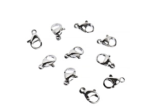 John Bead 10x6.5mm Silver Stainless Steel Lobster Clasps 10 Pieces