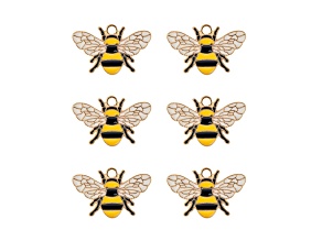 John Bead 17x26mm Enamel Bee Sweet & Petite Home & Garden Charms 6 Pieces