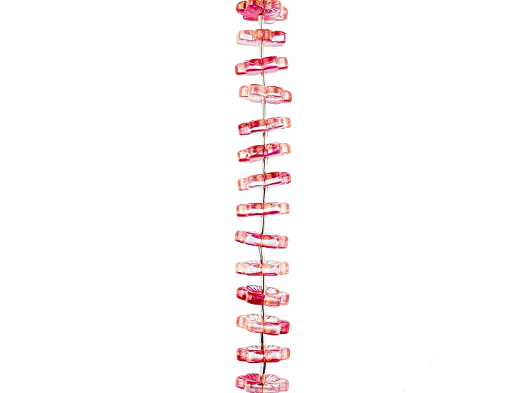 Crystal Lane DIY Red Forget Me Not Flowers 7" Glass Garden Bead Strand 23 Pieces