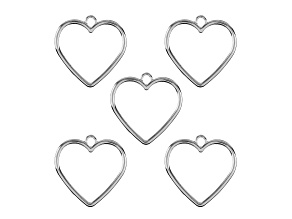 John Bead Silver Tone Alloy Heart Beadwork Pendants 5 Pieces