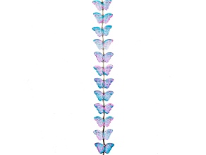 Crystal Lane DIY Purple Blue Butterfly 7" Glass Garden Bead Strand 19 Pieces