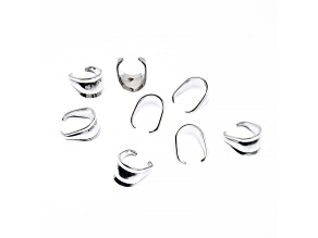 John Bead 10mm Silver Stainless Steel Pinch Bails 8 Pieces