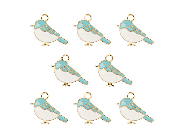 John Bead 15x13mm Birdie Enamel Sweet & Petite Home & Garden Charms 8 Pieces