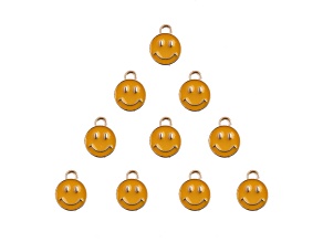 10-Piece Sweet & Petite Gold Tone Happy Face Small Gold Tone Enamel Charms