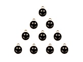 10-Piece Sweet & Petite Black Happy Face Small Gold Tone Enamel Charms