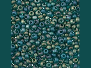 Czech Glass 8/0 Seed Beads Transparent Green AB Matte 24 Gram Vial