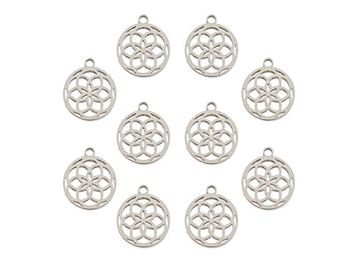 John Bead 9x10.5mm Silver Tone Stainless Steel Dreamcatcher Sweet & Petite Charms 10 Pieces