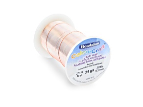 ColourCraft Wire, 24 gauge Rose Gold Color Silver Plated Tarnish Resistant, 30 yd spool