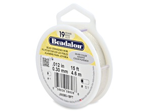 19 Strand Bead Stringing Wire, .012 in, Silver Color, 15ft