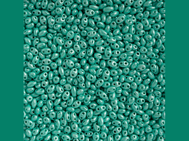 Preciosa 2.5x5mm Green Dyed Twin 2-Hole Oval Beads 100 Grams