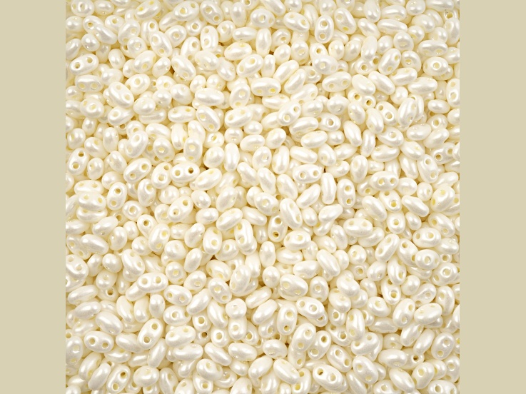 Preciosa 2.5x5mm Opaque Pearl Cream Twin 2-Hole Oval Beads 100 Grams