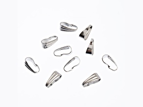 John Bead 9mm Silver Stainless Steel Pinch Bails 10 Pieces
