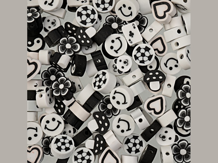John Bead 1mm Black & White Polymer Clay Beads 120 Pieces