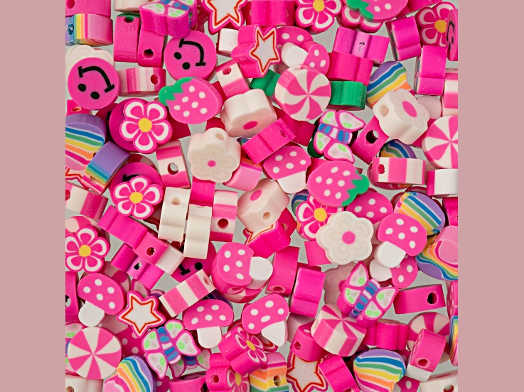 John Bead 1mm Pink Polymer Clay Beads 120 Pieces