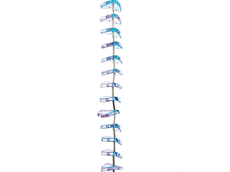 Crystal Lane DIY 15x16mm Purple Blue Mix Petals Leaf 7" Glass Garden Bead Strand 21 Pieces