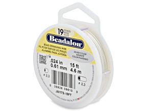 19 Strand Bead Stringing Wire, .024 in, Silver Color, 15 ft