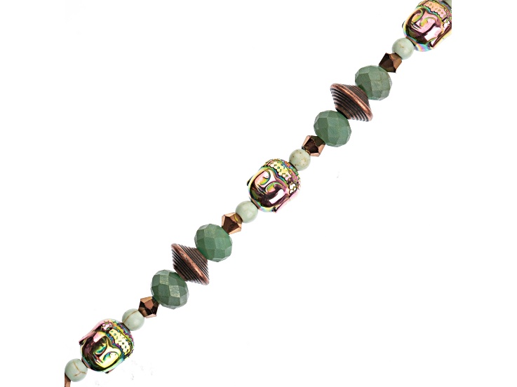 Crystal Lane DIY Assorted Glass Metal Hematite Patina Buddha 7" Designer Bead Strand