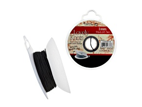 John Bead Lovely Knots 1mm Black Chinese Knotting Cord with Bobbin 50yds