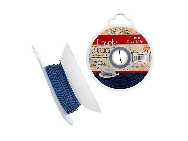 John Bead Lovely Knots 1mm Navy Blue Chinese Knotting Cord with Bobbin 50yds