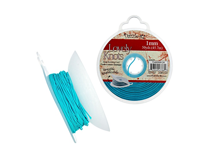 John Bead Lovely Knots 1mm Aqua Blue Chinese Knotting Cord with Bobbin 50yds
