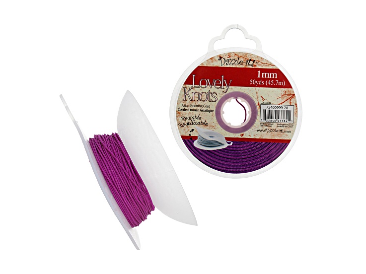 John Bead Lovely Knots 1mm Cardinal Purple Chinese Knotting Cord with Bobbin 50yds