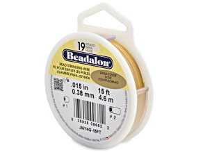 19 Strand Bead Stringing Wire, .015 in, Gold Color, 15 ft