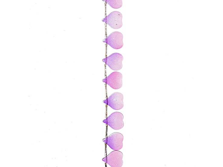 Crystal Lane DIY 12x14mm Purple Heart Petals 7" Glass Garden Bead Strand 13 Pieces