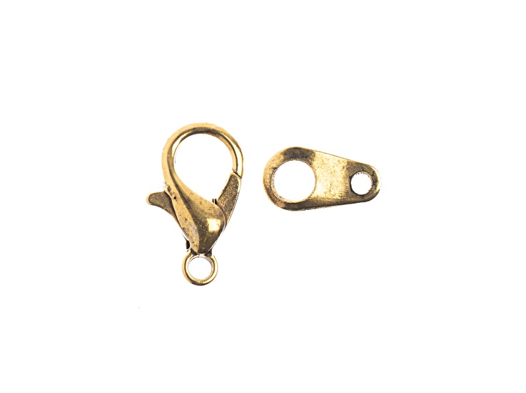 John Bead Must Have Findings 12mm Antique Gold Tone Iron Lobster Clasp Set 10 Pieces