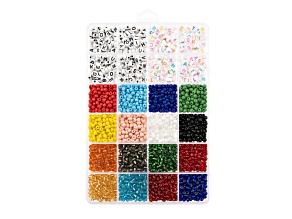 John Bead Assorted Multicolors Glass & Plastic Alphabet Letter Beads 280 Grams