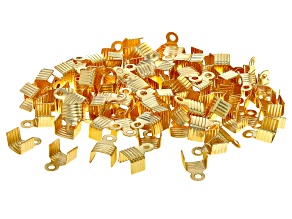 Crimp Ends in appx 7.6mm in Gold Tone appx 100 Pieces Total