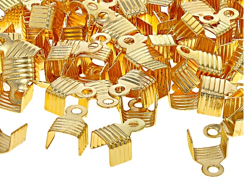 Crimp Ends in appx 7.6mm in Gold Tone appx 100 Pieces Total