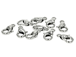 Lobster Claw Clasp Set of 10 in Silver Tone appx 10mm