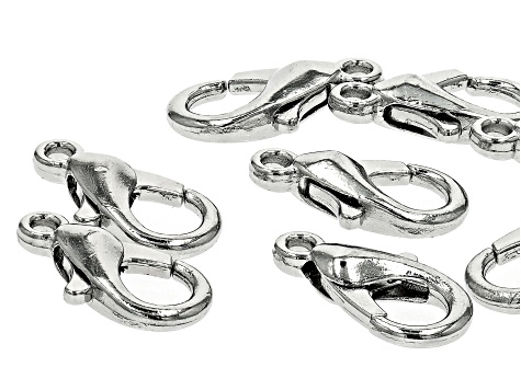 Lobster Claw Clasp Set of 10 in Silver Tone appx 10mm