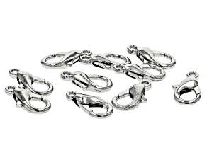 Lobster Claw Clasp Set of 10 in Silver Tone appx 12mm