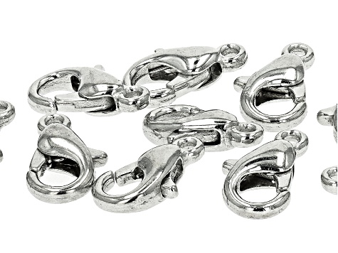 Lobster Claw Clasp Set of 10 in Silver Tone appx 12mm