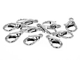 Lobster Claw Clasp Set of 10 in Silver Tone appx 14mm