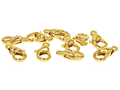 Lobster Claw Clasp Set of 10 in Gold Tone appx 12mm