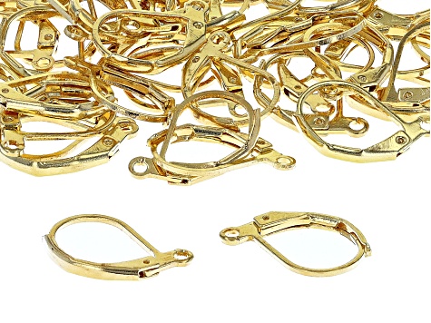 Leaver Back Ear Wire appx 13x10mm in Gold Tone appx 100 Pieces Total